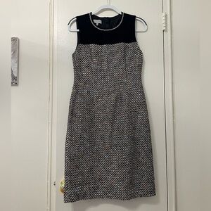 Hobbs London Work Dress Sleeveless Black White Orange Pattern US Size 6